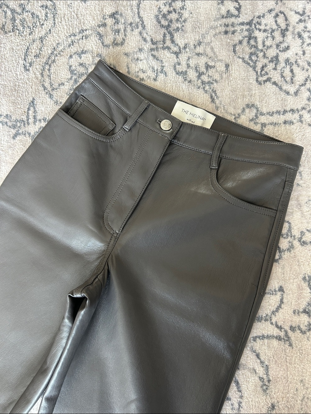 Wilfred Aritzia Grey Melina Faux Leather Straight-Leg Pants